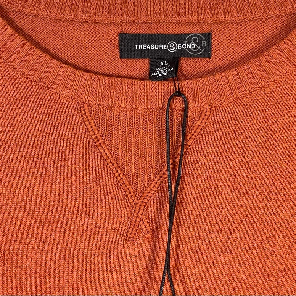 Treasure & Bond Cotton & Cashmere Crew Sweater In Rust Cinnabar Size XL - Picture 5 of 7